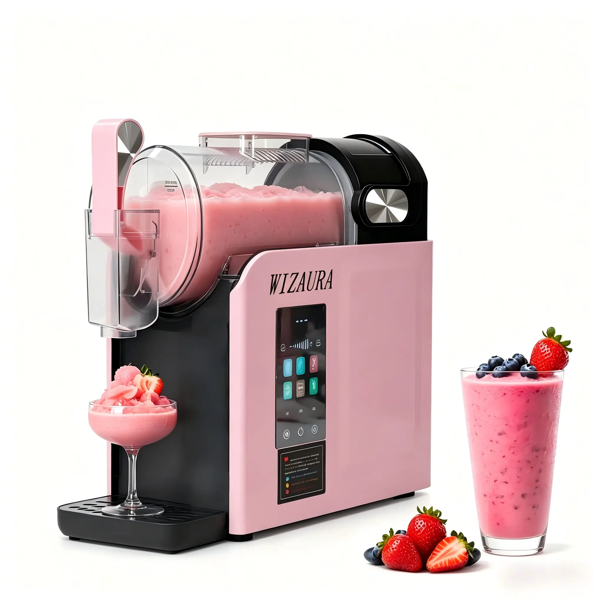 WizAura Slushie Machine - 68oz Large Capacity No Pre-Freezing Ice Required, 6 Preset Modes All-in-2 Frozen Drink Maker with Auto-Clean & Digital Temp Display, Ideal Party & Holiday Gift for Margaritas, Smoothies, Milkshakes