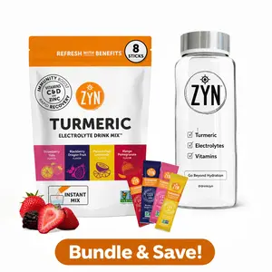 ZYN Turmeric Electrolyte Drink Mix Hydration, 8 Pack with The Go Beyond Bottle