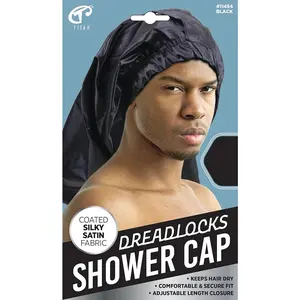 Titan Adjustable Waterproof Shower Cap for Braids & Dreadlocks, Comfortable & Durable, Black