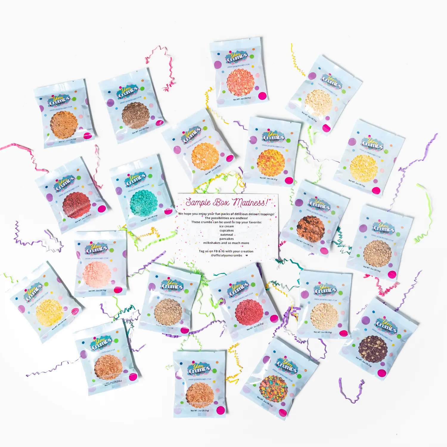 Yum Crumbs Topping Sample Pack Low Sugar Low Fat Dairy Free Snack Dessert