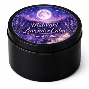 Midnight Lavender Calm Scented Candle - Luxurious Nighttime Retreat with Fresh Lavender & Warm Vanilla Aroma for Relaxation & Serenity