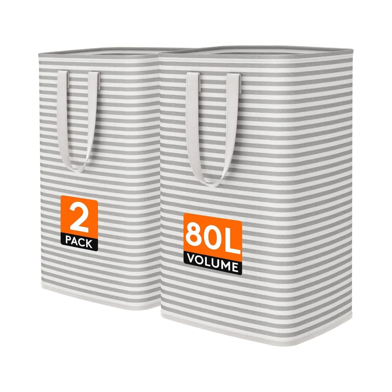 Lifewit 2 Pack Laundry Basket Hamper, 80L Each Collapsible Clothes Hamper with Reinforced Handles, Freestanding Waterproof Laundry Basket for Bedroom, Bathroom, Closet & Laundry Room, 160L Total Capacity