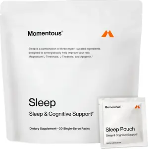 Momentous Nightly Sleep Pack - NSF Certified for Sport, Melatonin-Free Dietary Capsules with Magnesium L-Threonate, L-Theanine, Apigenin - 30 Servings