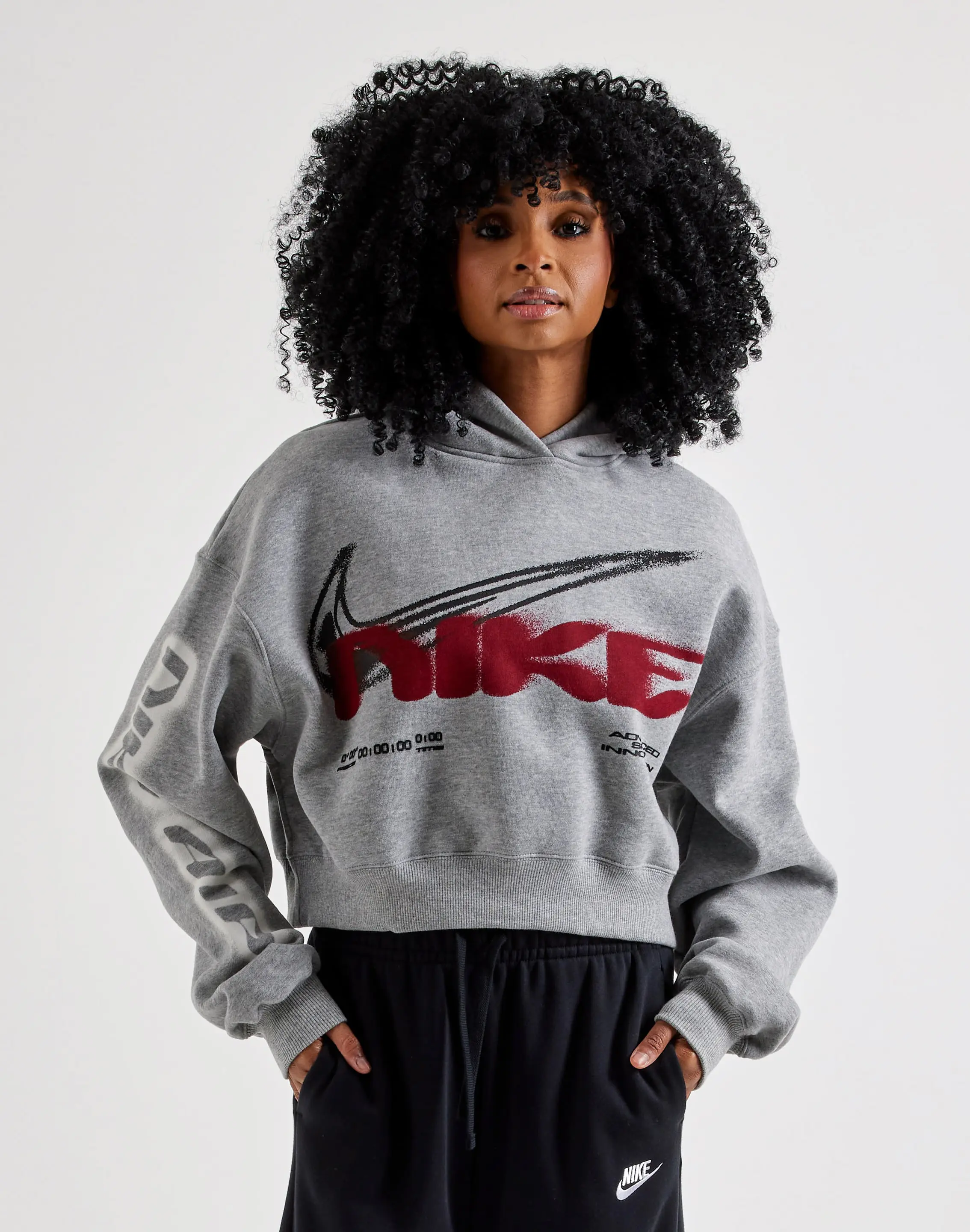 Womens Nike Studio Fleece Oversized Cropped Hoodie