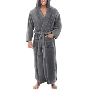5XL Oversize Men Bath Robe Winter Long Flannel Bathrobe Fleece Kimono Night Cozy Sleepwear Male Home Clothes Gown Sleepwear