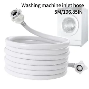 5 Meter Washing Machine Inlet Hose, Explosion-Proof PVC Water Line, Quick Connect Adapter, Steel Tip, Automatic Drum Washer Extension Tube, Appliance Accessories