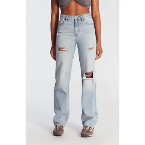 Pacsun Women's '90s Boyfriend Jeans Ripped Light Indigo