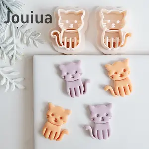 2pcs/set Boho Style Cat Polymer Clay Cutters - Cute Animal Themed Hollow Detail Earring Making Tools for DIY Jewelry Crafts