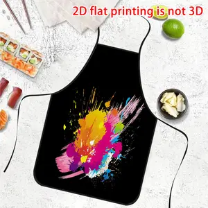 Durable Polyester Apron with Colorful Ink Art Print, Unisex Kitchen Bib for Cooking BBQ Gardening Painting Manicure, Indoor Outdoor Use