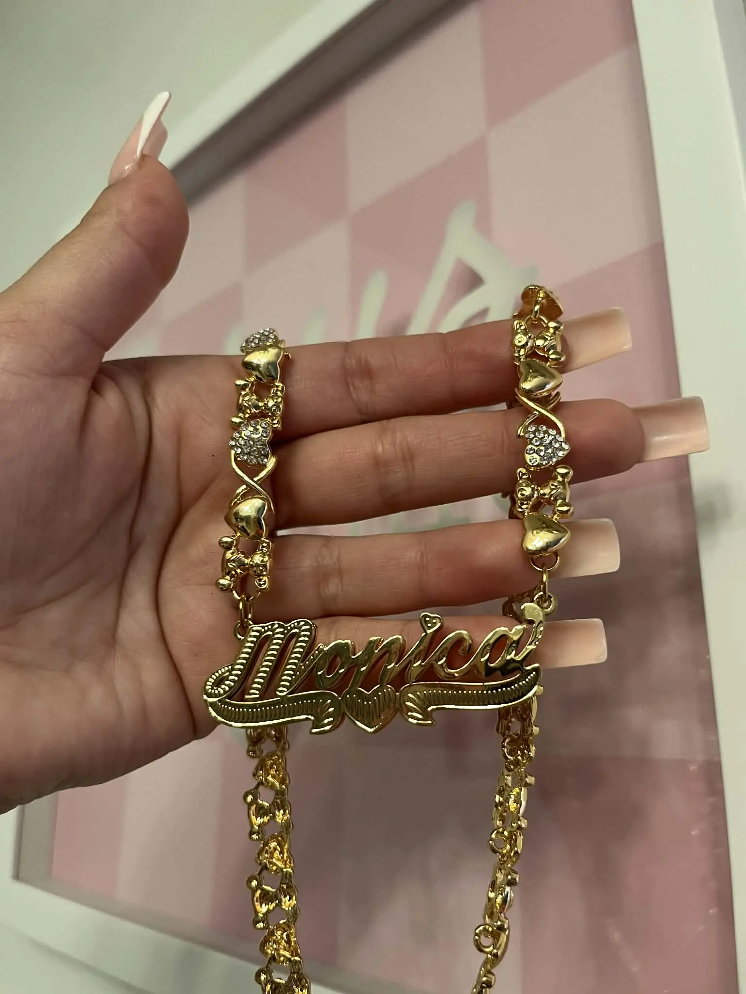 Custom Double Nameplate Teddy Bear Chain Custom Double Nameplate Teddy Bear Chain