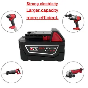18V 6.0Ah Replacement Battery for Milwaukee M18 Red Lithium Ion Battery, Fit for Milwaukee 18V Cordless Tools
