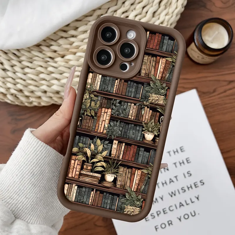 Softcase for iPhone17/16/15/14/13/12/11promax/x/xs/xr/xsmax CaseRetro bookshelf Anti-Fall Shockproof Protective Slim Cover