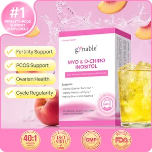 Gynable Myo & D-Chiro Inositol Supplement 40:1 Natural Dietary Women's Supplements for Fertility,PCOS Relief,Ovarian Health,Cycle,PMS,Hormonal Acne,Vitamin E B1 B2 B12 Folate Zinc Selenium Multivitamin Peach Drink Mix,Edible Healthcare Fitness#SummerVibes