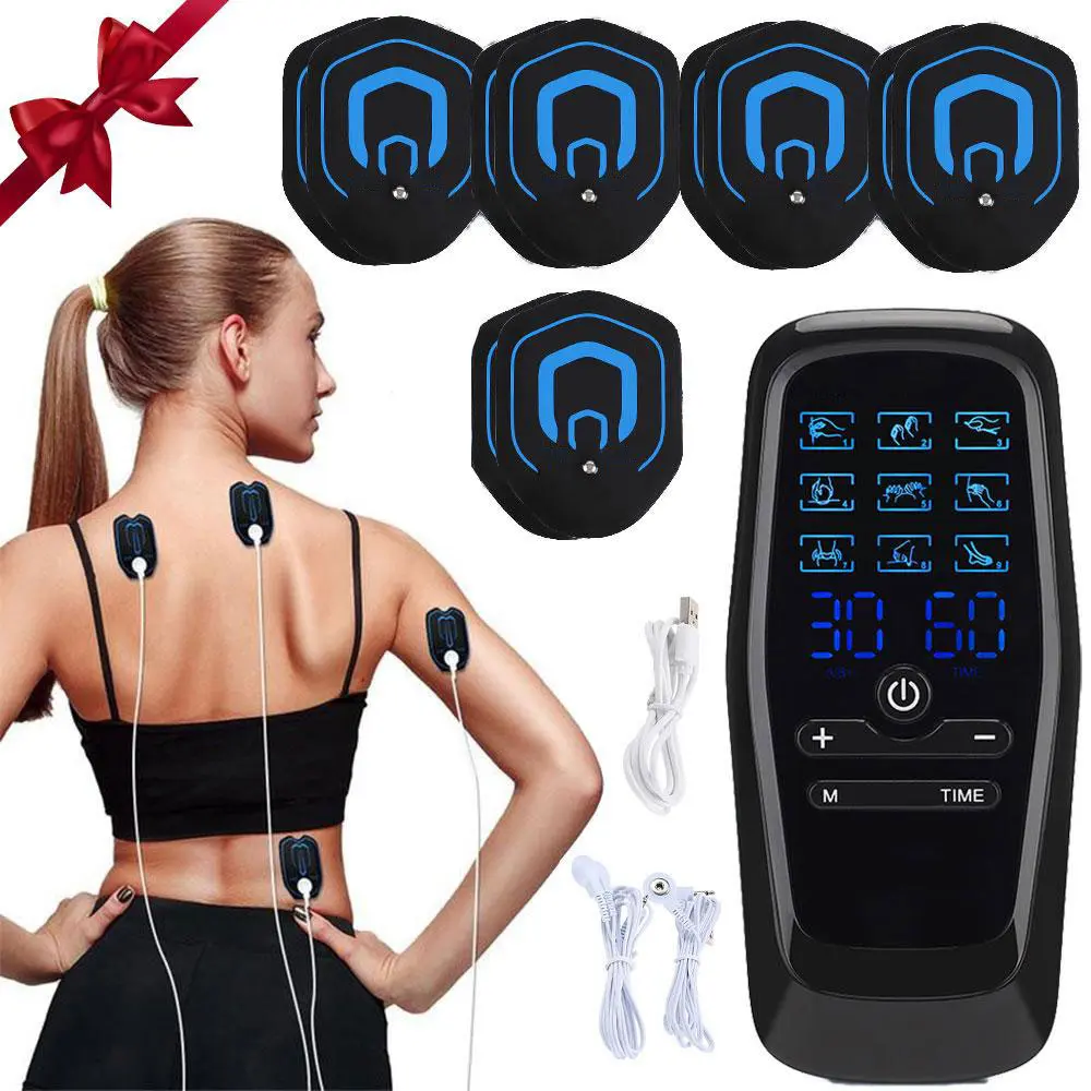 Electric Massage Patch with 9 Modes & 30 Levels Adjustable, Neck Shoulder Relaxer, Includes 5 Pairs of Pads, Ideal for Shoulder Neck Back Body Relaxation Gift, Relaxation Aid, Massagers for Neck and Back Pain Relief