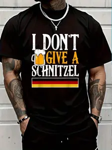 100% Cotton I Don't Give A Schnitzel German Beer Wurst Funny Oktoberfest T-Shirt Women's Men's Graphic Tee Crew Neck summer vacation Tops