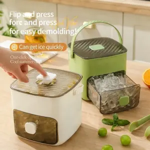 Large Capacity Ice Cube Tray Mold, Food Grade Ice Maker Box, Hand Press Ice Ball Mould, Home Use Storage Container