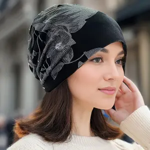Female Retro Floral Print Brimless Beach Hat - Adjustable Stylish Trendy Stretch Fabric Hats, Lightweight Headwear with Soft Band, Machine Washable for Casual Sports, Spring/Autumn Use
