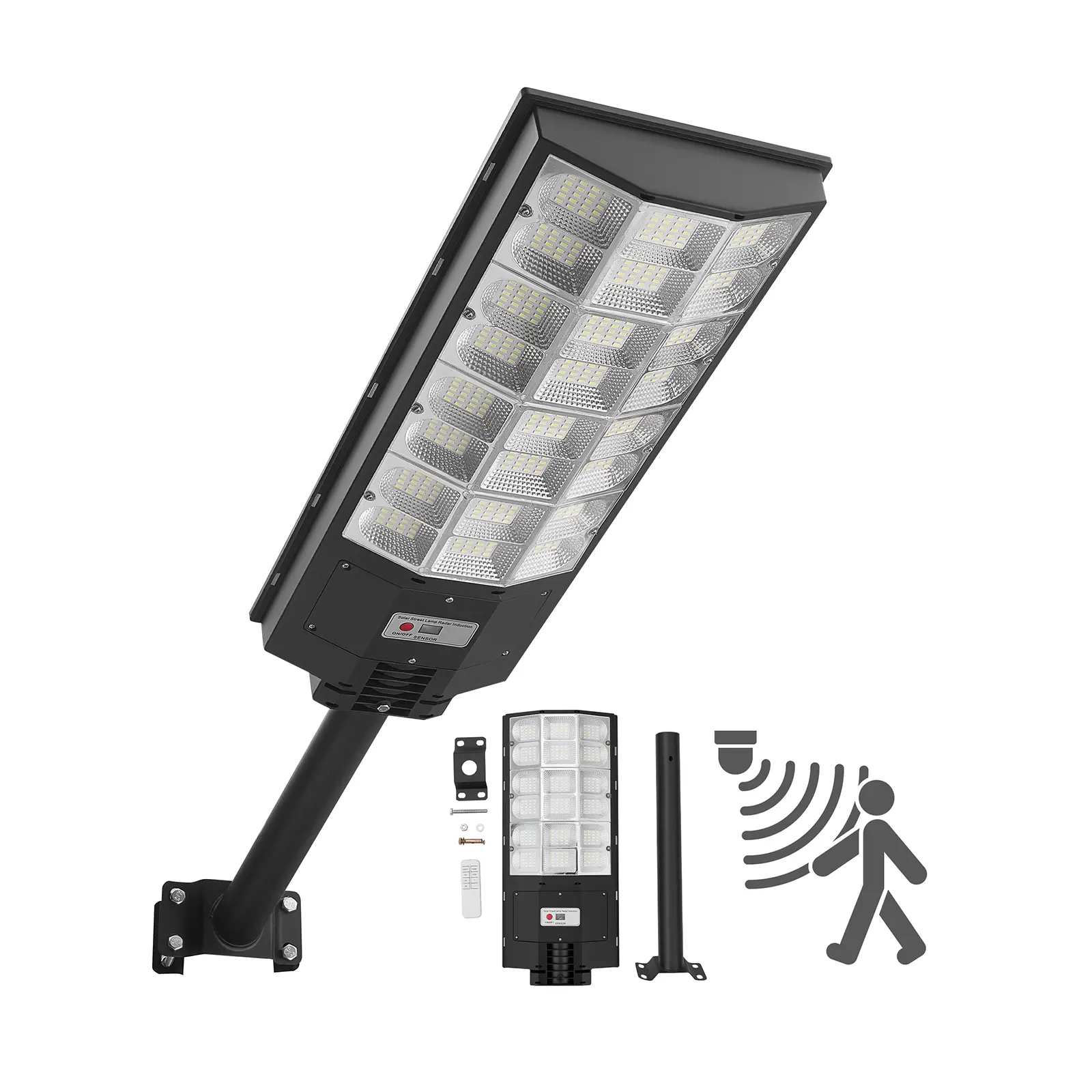 VEVOR 8000W Solar Street Light Outdoor, 450000LM, Commercial Parking Lot Light Dusk to Dawn, LED Flood Security Lamp with Motion Sensor, IP65 Waterproof Outdoor Lighting, for Driveway Yard, 1 Pack