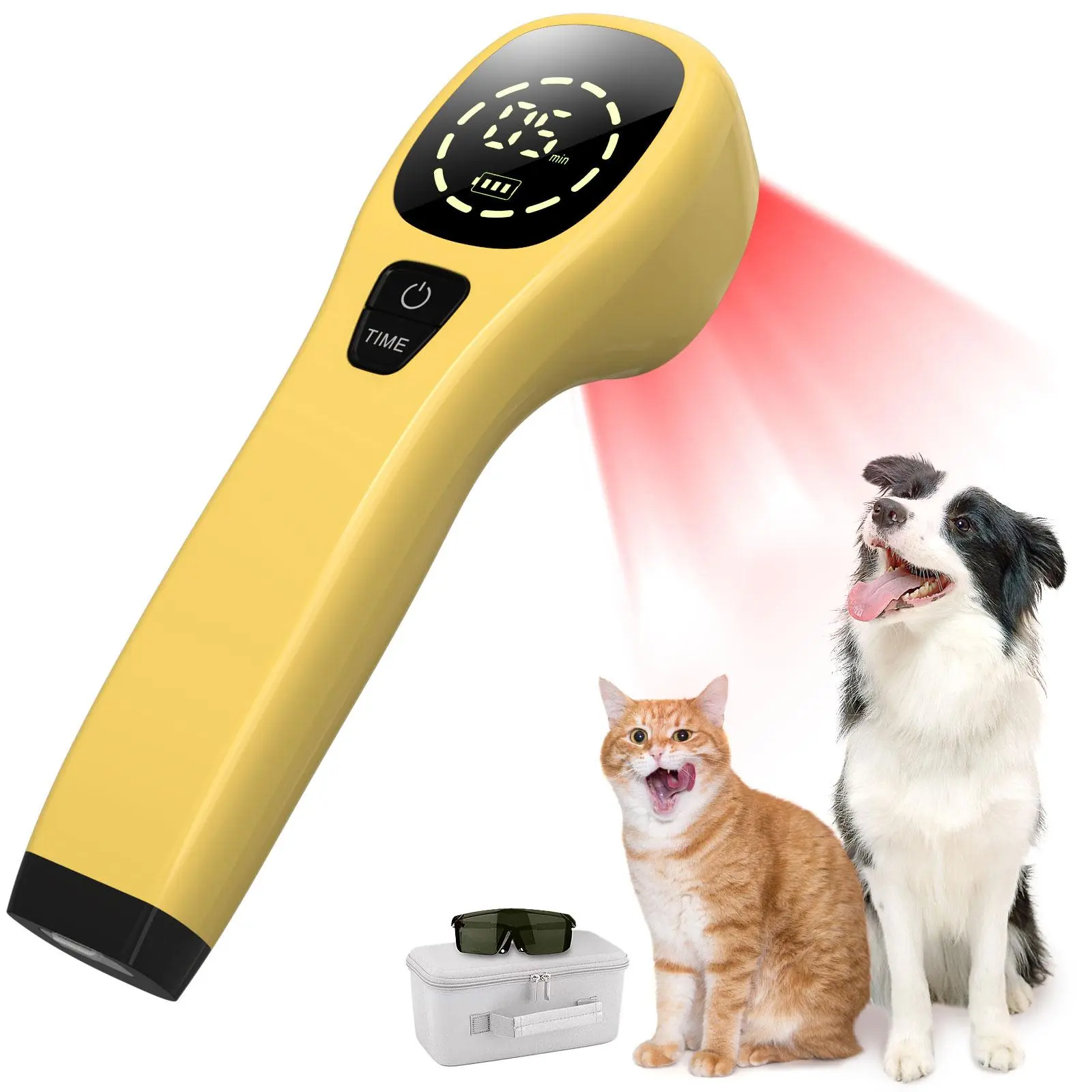 Handheld Red Light Therapy Device for Pain Relief, Cold Laser for Knee, Arm & Joint Aches, Portable Wand for Dogs & Cats with 12x650nm & 2x808nm Lights