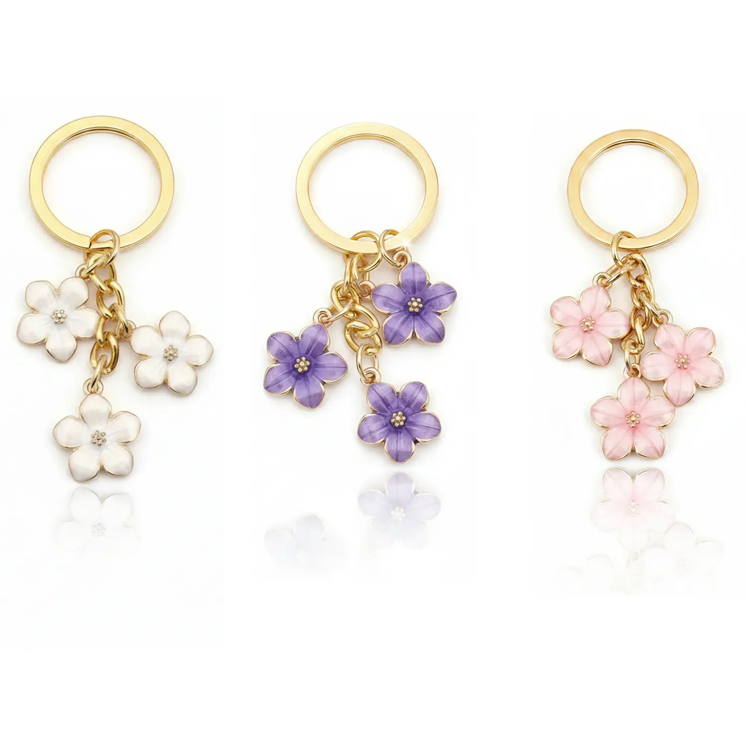 Pastel 3-Daisy Keychain Charm, Cute Floral Bag Charm for Women, Boutique-Style Fashion Accessory for Purses and Keys, Sweet Christmas Gift, Keychain Charms