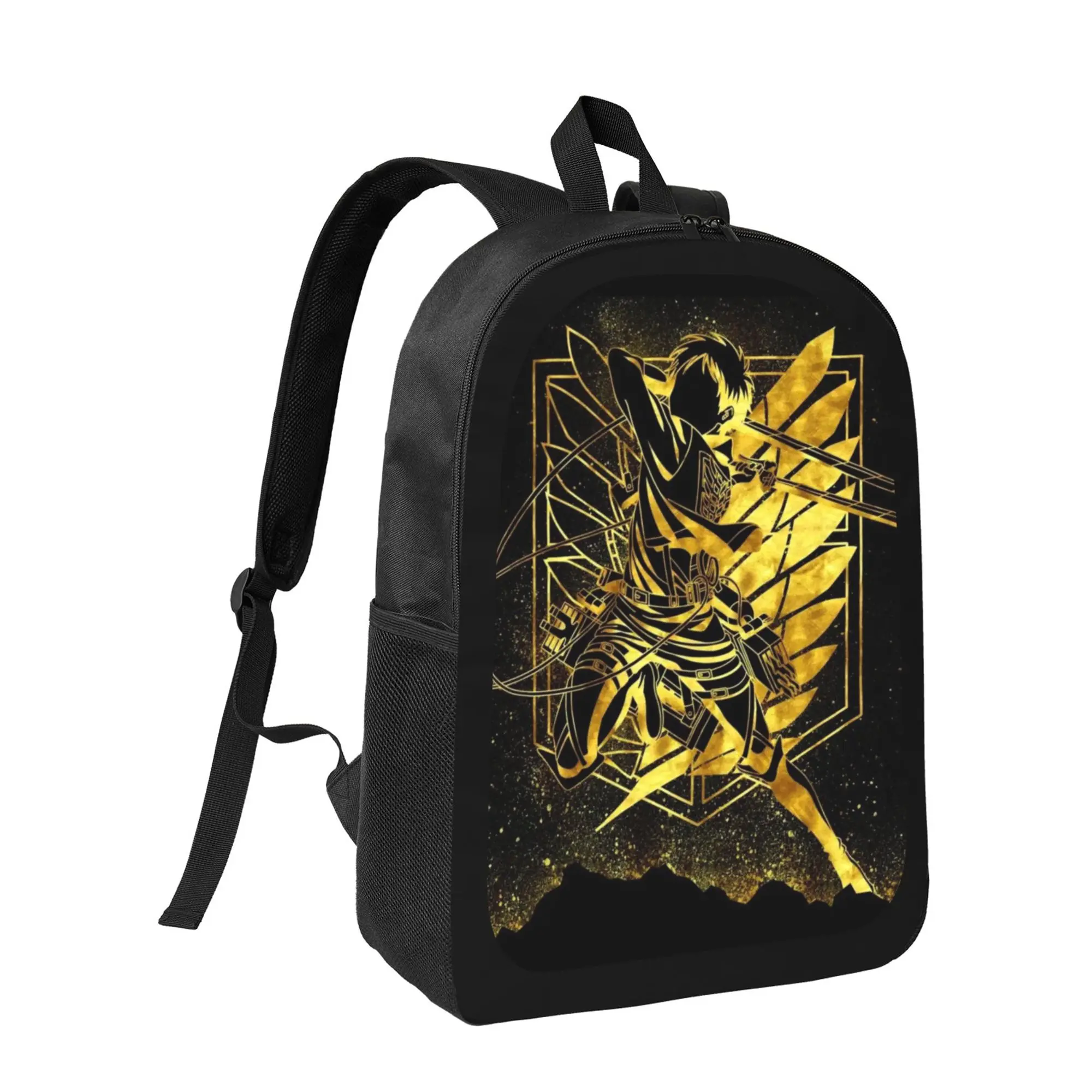 Attack on Titan Backpack Large Capacity 17" Laptop Backpack for Men Women Black Sports Bag for Gym Work Travel