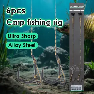 Carp Fishing Rig Set, 6-Piece Complete Kit with Hooks & Accessories, Durable Fishing Gear for Anglers, Essential Fishing Tools