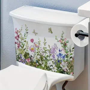 Floral Pattern Toilet Sticker, 1 Count Self Adhesive Toilet Sticker, Toilet Decal, Bathroom Decor for Home Hotel Salon Dormitory, Bathroom Decorations, Bathroom Decor Supplies