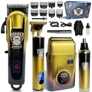Men's Grooming Kit, Electric Shaver & USB Rechargeable Cordless Digital Beard Trimmers Set, Rechargeable Beard & Nose Hair Clipper, Professional Facial Beauty Tools