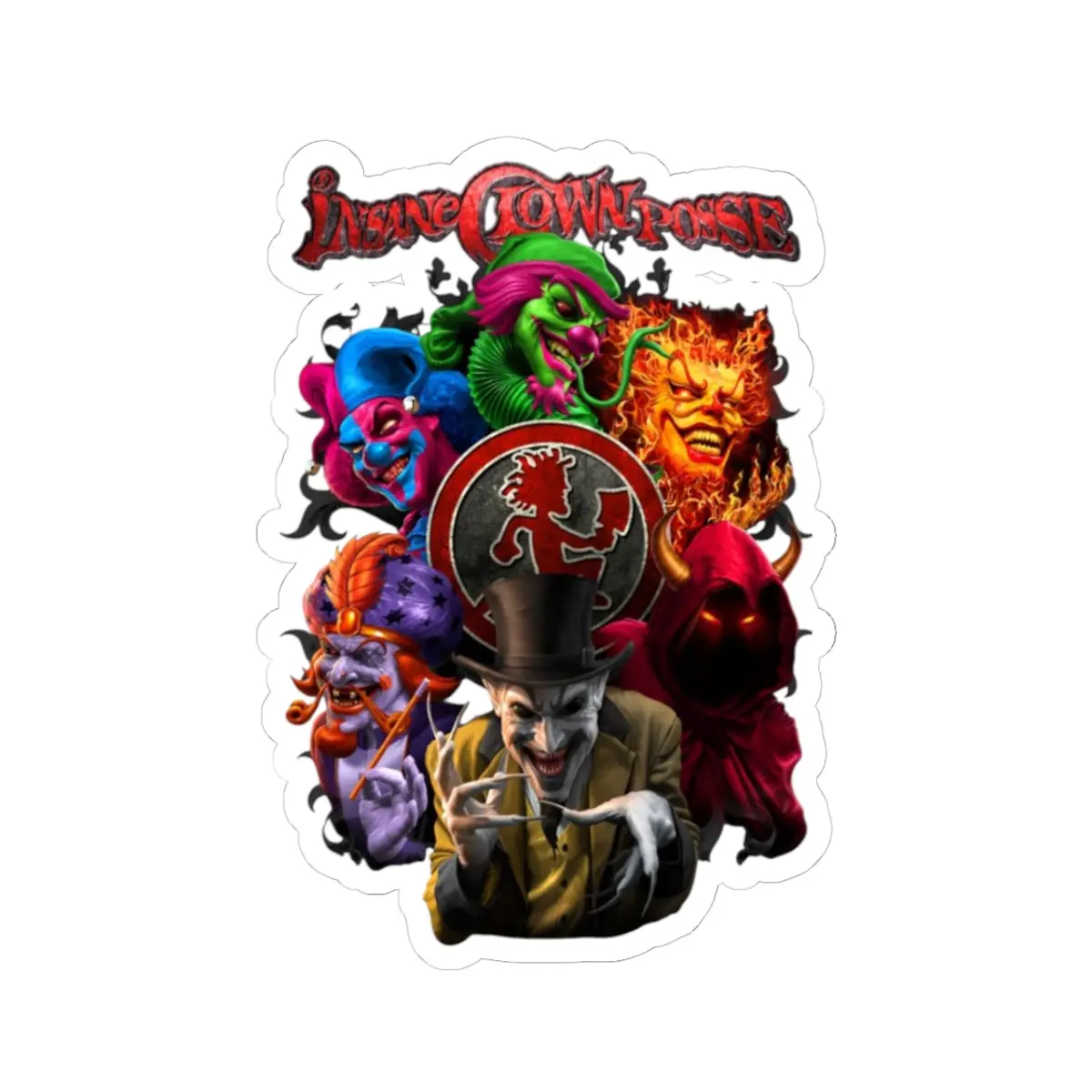 6 Joker Card Kiss-Cut Adhesive Stickers, Juggalo Insane Clown Posse Design Scrapbooking Stickers for DIY Crafts, Adhesive Stickers Stickers