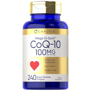 Carlyle CoQ10 100mg | 240 Softgels | Mega Q-Sorb Coenzyme Q-10 | with Black Pepper Extract | Non-GMO, Gluten Free Supplement