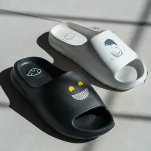 ZETSU MISS-MATCH SLIDES AKATSUKI BASED NARUTO ANIME CHARACTER SANDALS SLIDES BLACK AND WHITE DESIGN