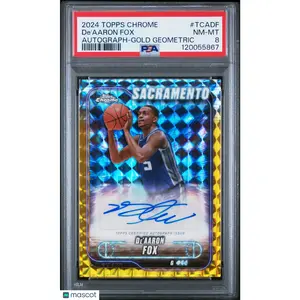 2024 Topps Chrome Topps Chrome Auto De'aaron Fox #TCADF Gold Geometric /50 PSA 8