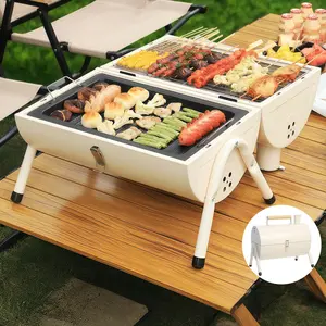 Portable Outdoor Double Sided Grill, Compact Cylindrical Grill, Cylindrical BBQ Grill, Double Sided Frying, For Outdoor Cooking Backyard Camping Picnic Beach, Multi-Person Grill, Charcoal Grill for Home Smokeless BBQ Grill camping grill new Heavy-Duty