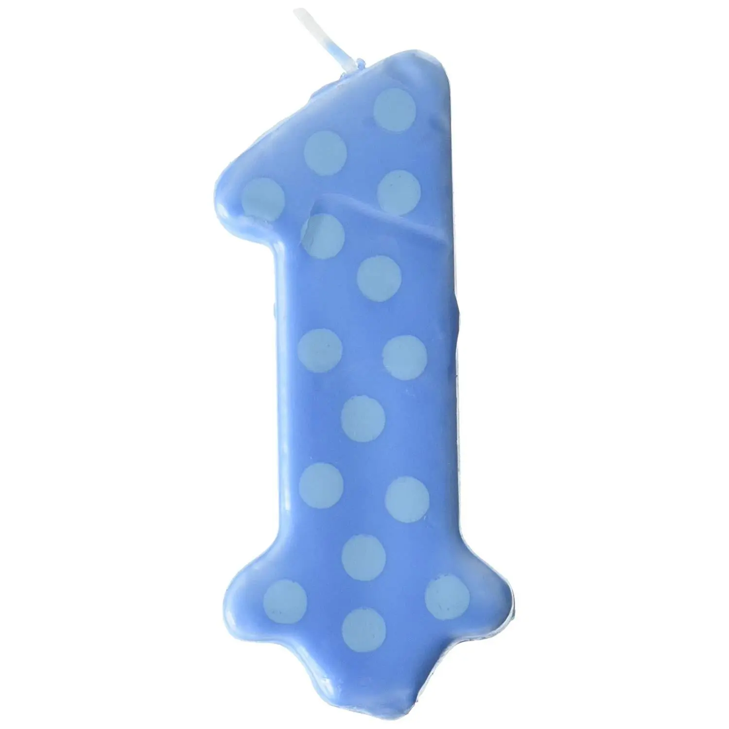 1st Birthday Boy Polka Dot Candles - 3.25 Inches Tall