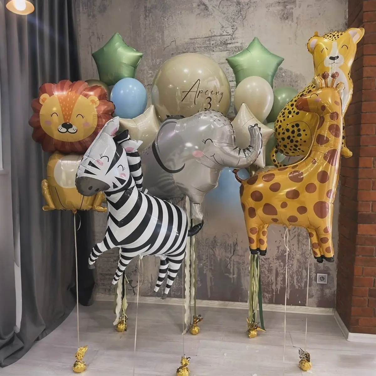 21pcs Forest Animal Theme Aluminum and Latex Balloons Set, Cartoon Balloon Animals for Baby Party, Kids Birthday Party Decoration, Zebra, Balloon Decorations, Balloon Party Supplies