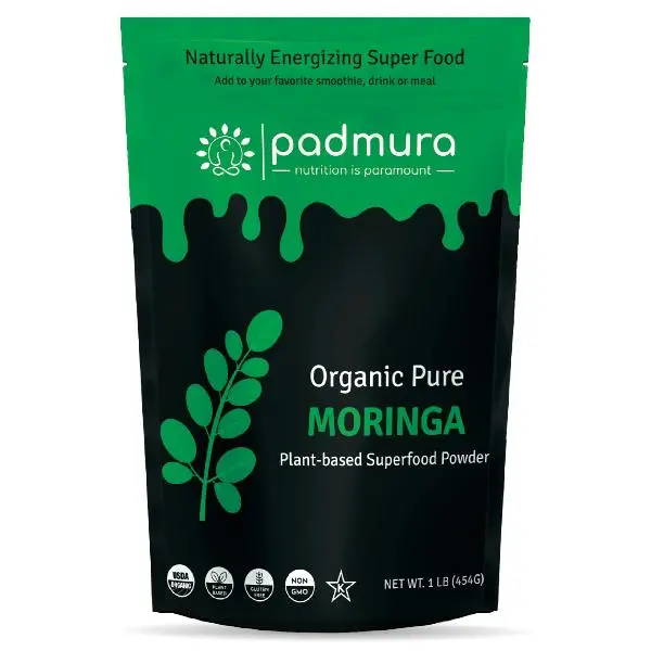 PADMURA Organic Moringa Powder 16 OZ | Healthcare Natural Superfood | USDA Organic | Kosher | Non-GMO | Gluten-Free | Vegan | Nutrient-Rich Moringa