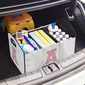 Letter a Pattern Print Multi-Functional Car Storage Box, Foldable Trunk Organizer with Dividers, Vehicle Cargo Holder, Car Storage Organizers