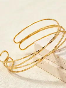 Elegant Hollow Multi-Layer Cross Arm Ring, Bold and Refined Personality Open Adjustable Bracelet, Fashionable Arm Jewelry Accessory