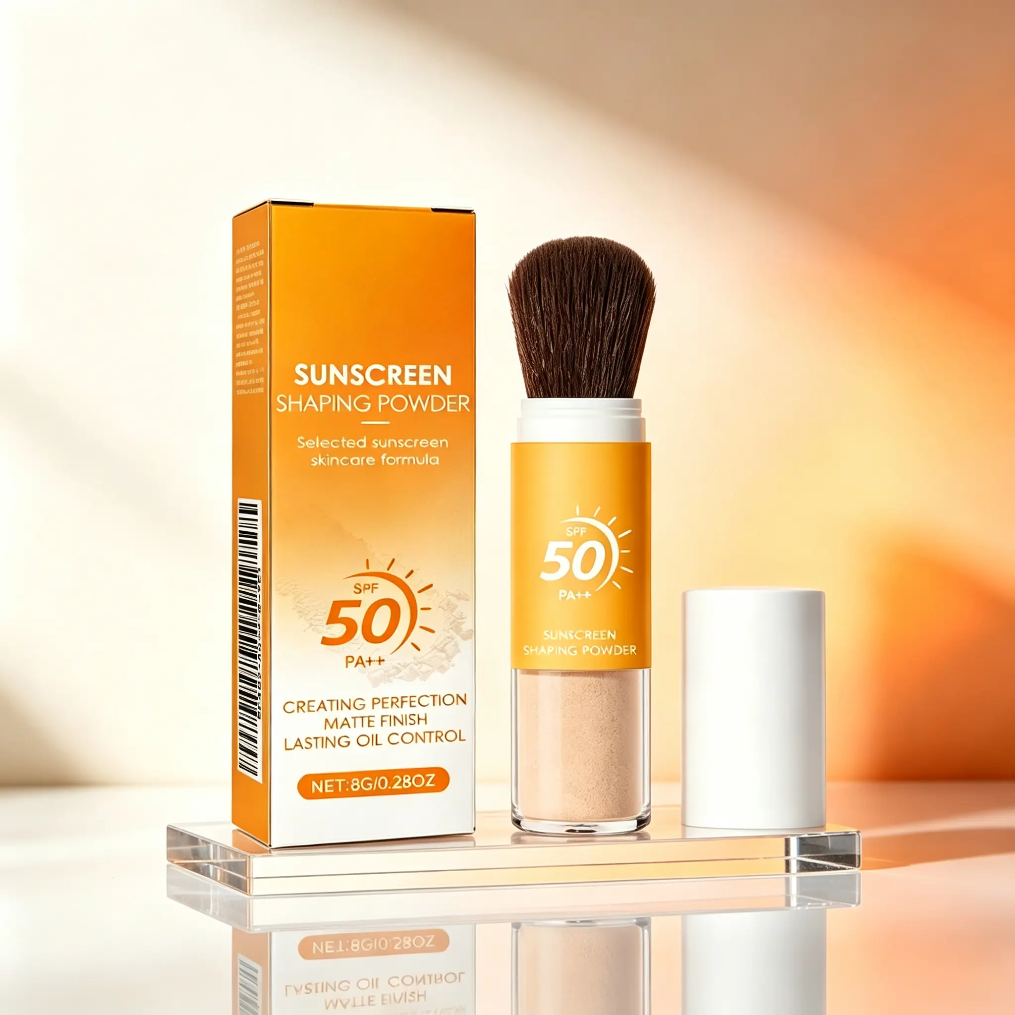 Matte Finish Sunscreen Powder – SPF 50 PA++ Sun Protection, Oil-Control Formula, Sets Makeup Perfectly, 8g
