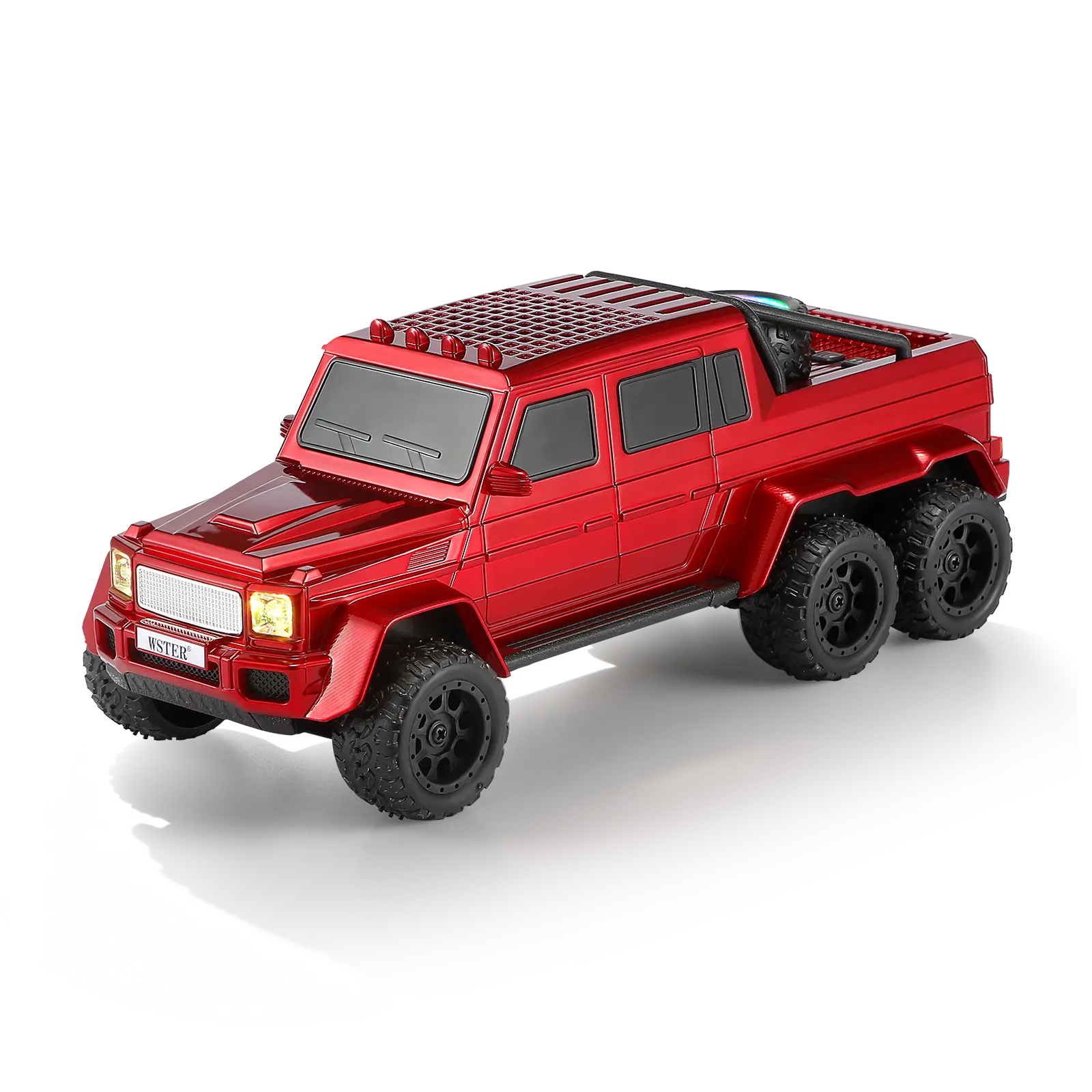 WSTER WS-G63 Six Wheel Off Road Pickup Truck Model Bluetooth Speaker Portable Stereo Audio LED Headlight RGB Light TWS Pairing FM Radio USB TF Card AUX Built In Mic Ideal Gift For Off Road Car Lovers
