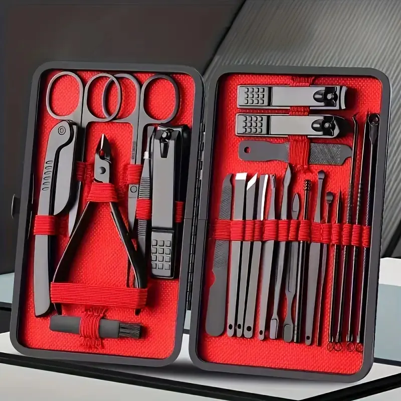 Stainless Steel Nail Clipper Set with Storage Case, Portable Manicure and Pedicure Kit, Nail Care Tool for Home and Travel, Professional Nail Care Set for Men and Women, Nail Care Products