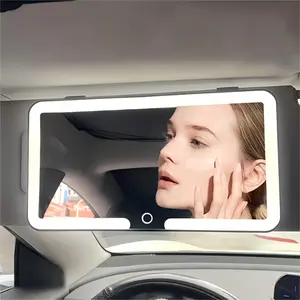 Car LED Makeup Mirror, Rechargeable Car Sun Visor Mirror, Dimmable Touchscreen Auto Vanity Mirror, Car Interior Accessories