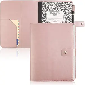 PU Leather Composition Notebook Cover 9 3/4 X 7 1/2 in With Composition Book 100 Sheets  Rustic Distressed PU Leather Journal Notebook Cover Portfolio For Office  (Rose )