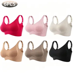 3/4/5/6 Pieces A Women’s Solid Color Wireless Bra — Comfortable, Breathable, Elegant, Seamless Push-Up Bra; Women’s Underwear; Soft Underwear for All Seasons; Bras for Women