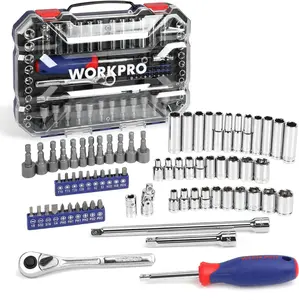 #Summervibes WORKPRO 70-Piece 1/4" Drive Socket Set with Quick-Release Ratchet, Metric and SAE for Auto Repairing & Household