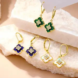 ALEXCRAFT Mother's Day Gifts: Fashion Four-Leaf Clover Earrings, Diamond-Encrusted Earrings for Women, Four-Leaf Drop Lucky Earrings, Good Luck Charm Jewelry, Manifestation Crystal Gift, Delicate Statement Earrings, Women's Accessories