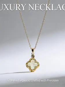 Elegant Pearl Rhinestone Four-Leaf Clover Necklace, Light Luxury Style, Perfect for Daily Commute, Dating, Holiday Gifts