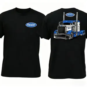 🚛   Peterbilt Graphic Trucker Shirt, 2-Sided Blue Semi Truck Print Tee, Classic Diesel Hauler Style, Custom Freight Driver Daily Wear, Perfect American Long Haul Gift, Trendy Funny Graphic Tee Vibe, Casual Summer Outfit, TikTok Trending Hot Deal