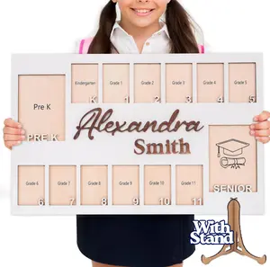 School Picture Frame Pre-K to 12 - Kindergarten to 12th Grade Memory Frame with Stand, K-12 Picture Frame, Custom Years Photo Frame, Ideal School Gift & Home Decor, 14 Photo