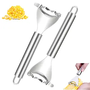 2 Counts Corn Peeler, Commercial-Grade Corn Shucker - Rustproof Steel Blade for Bulk Corn Processing